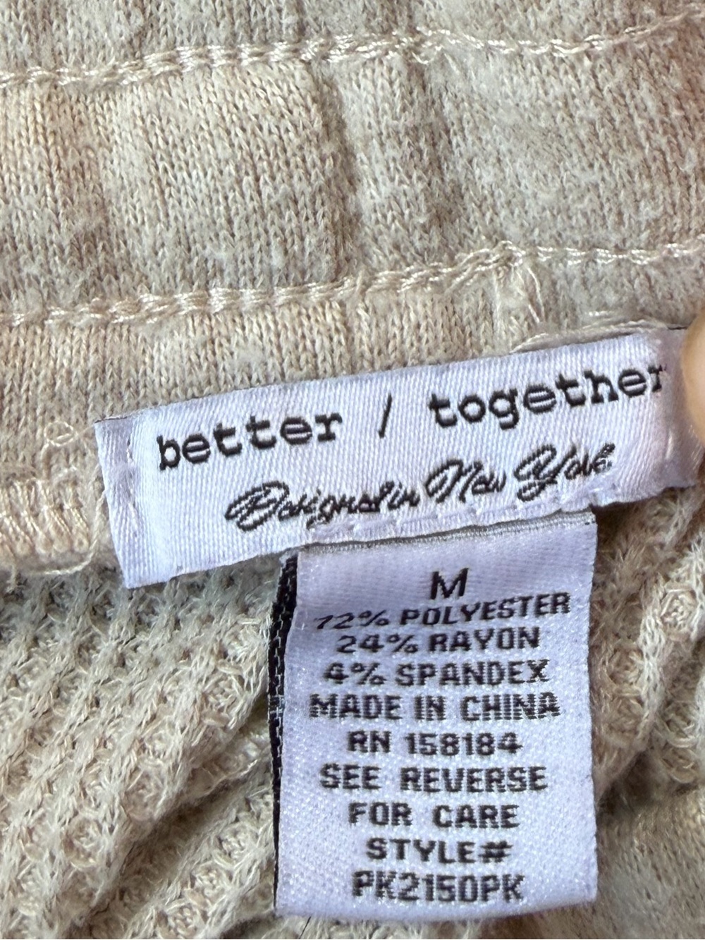 Cream Waffle Knit Drawstring Joggers | Cozy Lounge Pants | Elastic Waist - Picture 4 of 4